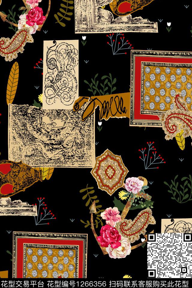 大牌风潮牌民族风数码印花华亿平台下载（图片编号: 1266356） - 瓦栏（Walan）