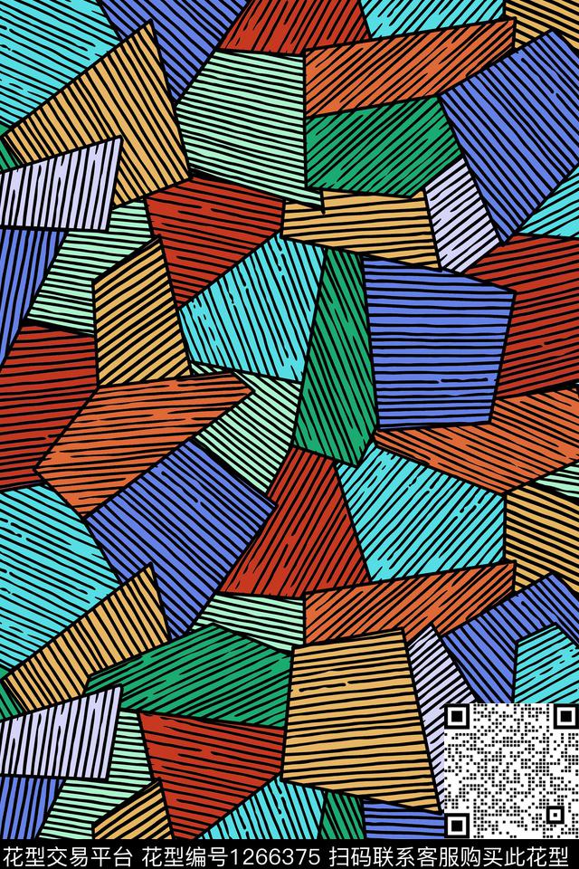 大牌风几何抽象数码印花华亿平台下载（图片编号: 1266375） - 瓦栏（Walan）