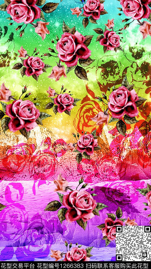 潮牌大牌风花卉数码印花华亿平台下载（图片编号: 1266383） - 瓦栏（Walan）