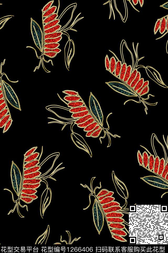大牌风绿植树叶抽象数码印花华亿平台下载（图片编号: 1266406） - 瓦栏（Walan）