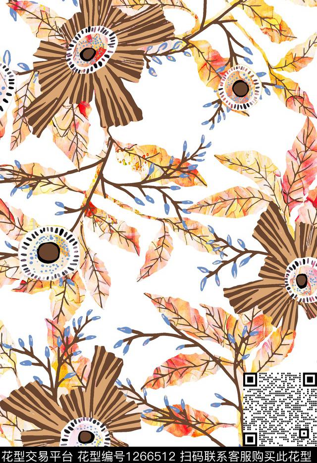 花卉女装简欧数码印花华亿平台下载（图片编号: 1266512） - 瓦栏（Walan）