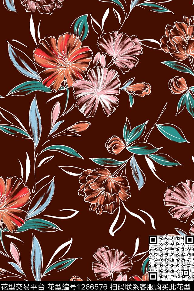 花卉大牌风小碎花数码印花华亿平台下载（图片编号: 1266576） - 瓦栏（Walan）