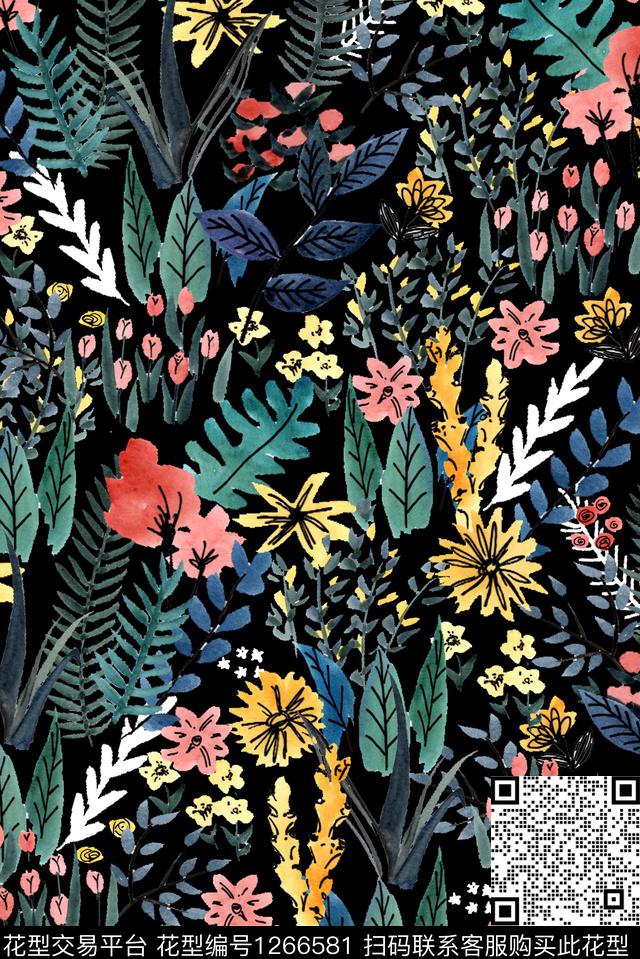 花卉小碎花复古数码印花华亿平台下载（图片编号: 1266581） - 瓦栏（Walan）