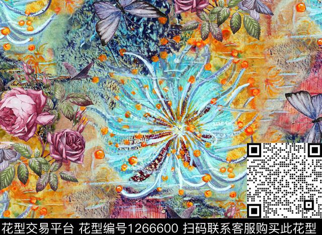 抽象潮牌大牌风数码印花华亿平台下载（图片编号: 1266600） - 瓦栏（Walan）