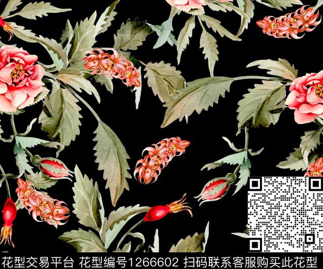 花卉绿色家纺传统印花华亿平台下载（图片编号: 1266602） - 瓦栏（Walan）