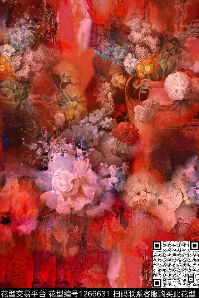 花卉香云纱中老年数码印花华亿平台下载（图片编号: 1266631） - 瓦栏（Walan）