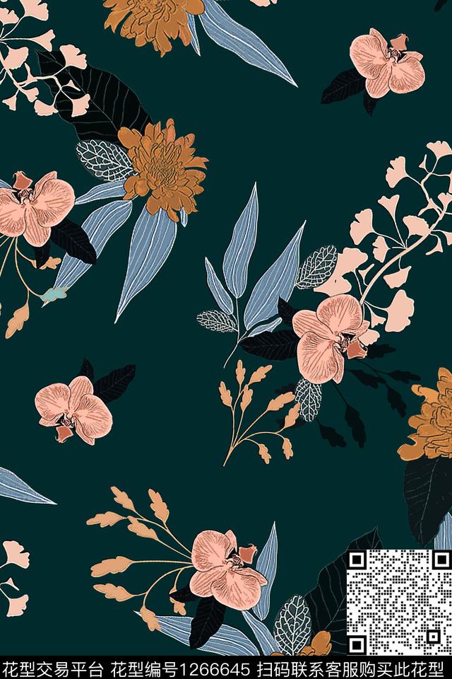 花卉大牌风数码华亿平台数码印花华亿平台下载（图片编号: 1266645） - 瓦栏（Walan）