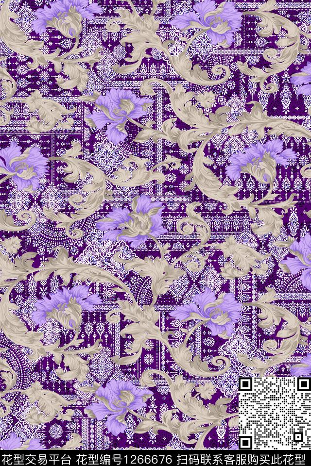 几何复古民族风传统印花华亿平台下载（图片编号: 1266676） - 瓦栏（Walan）