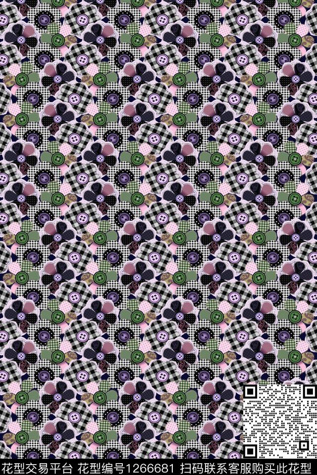 小碎花格子抽象传统印花华亿平台下载（图片编号: 1266681） - 瓦栏（Walan）