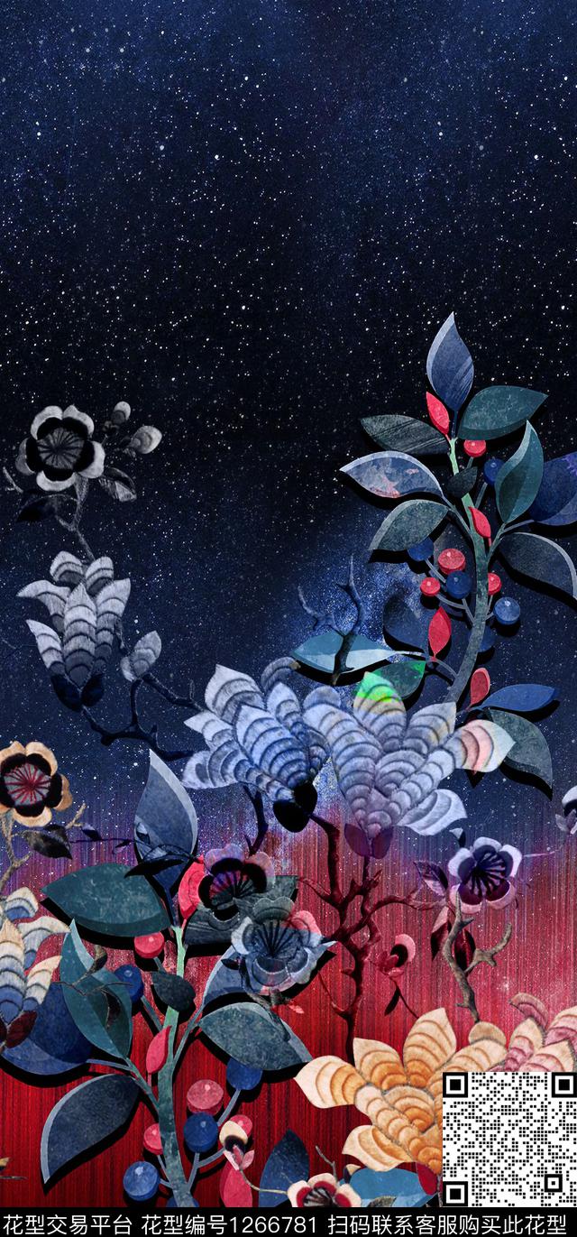 中国风定位花中老年华亿平台植物华亿平台数码印花华亿平台下载（图片编号: 1266781） - 瓦栏（Walan）