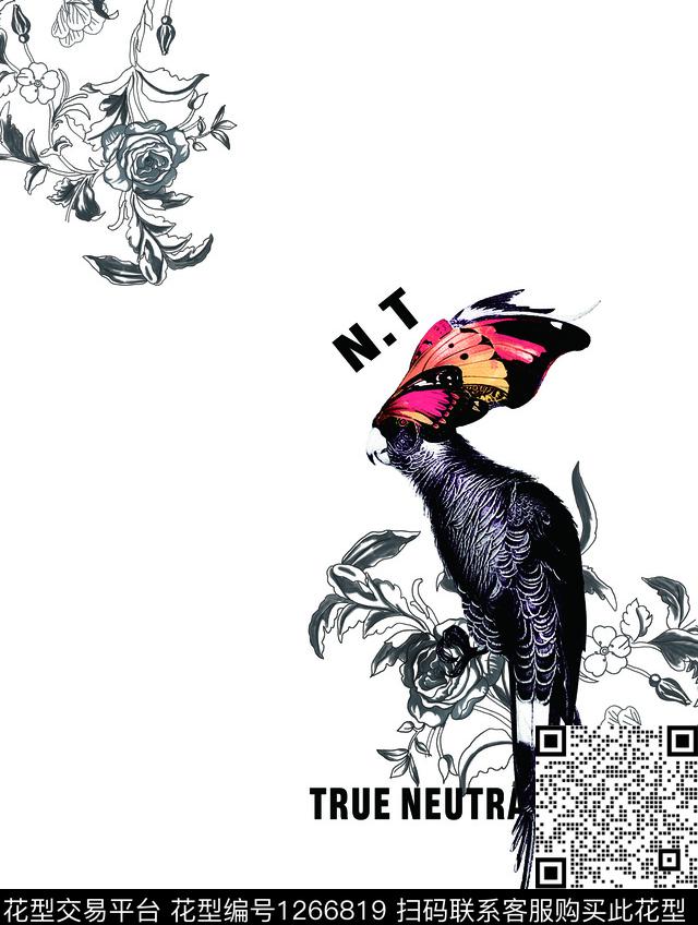 大牌风花卉鹦鹉数码印花华亿平台下载（图片编号: 1266819） - 瓦栏（Walan）