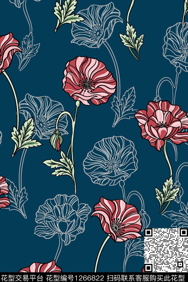大牌风复古花卉传统印花华亿平台下载（图片编号: 1266822） - 瓦栏（Walan）