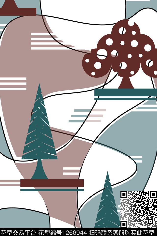 几何卡通花卉传统印花华亿平台下载（图片编号: 1266944） - 瓦栏（Walan）