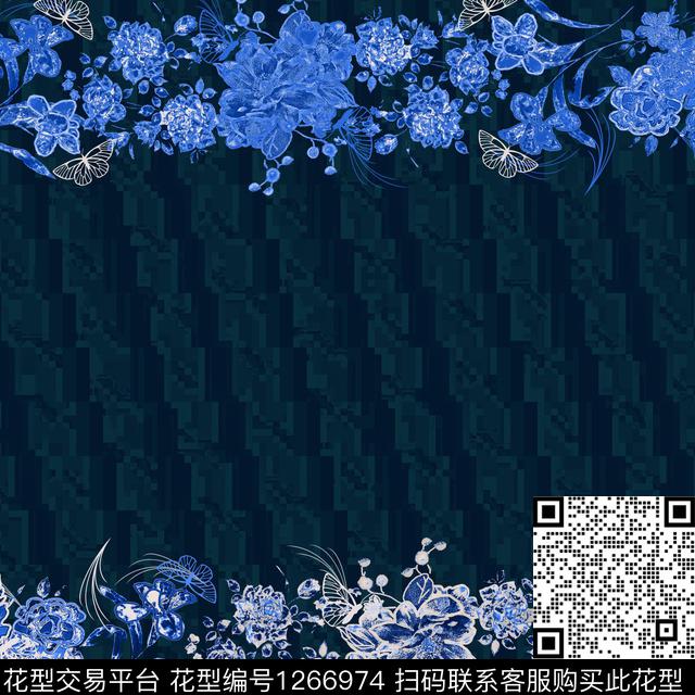 绿植树叶小碎花混合拼接数码印花华亿平台下载（图片编号: 1266974） - 瓦栏（Walan）