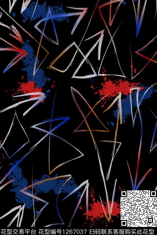 男装抽象满版散花数码印花华亿平台下载（图片编号: 1267037） - 瓦栏（Walan）