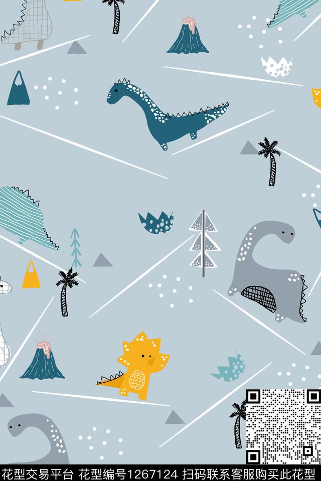 小恐龙。可爱卡通时尚简约传统印花华亿平台下载（图片编号: 1267124） - 瓦栏（Walan）