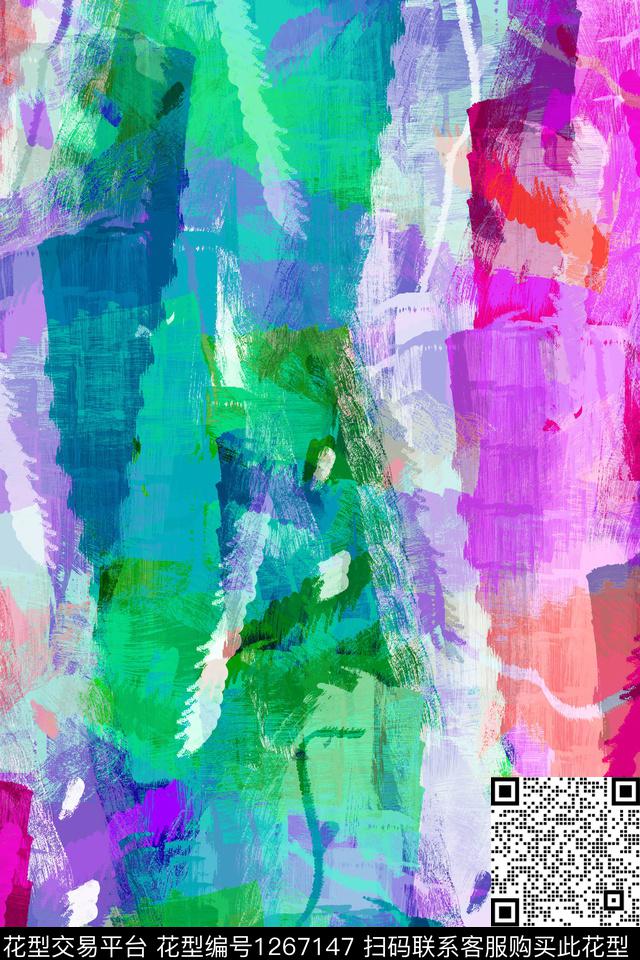 纹理迷幻笔触数码印花华亿平台下载（图片编号: 1267147） - 瓦栏（Walan）