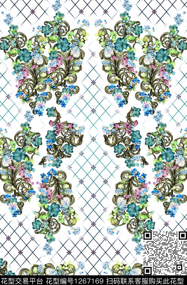定位花连衣裙格子数码印花华亿平台下载（图片编号: 1267169） - 瓦栏（Walan）