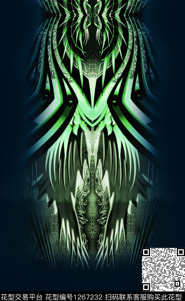 大牌风线条画定位花数码印花华亿平台下载（图片编号: 1267232） - 瓦栏（Walan）