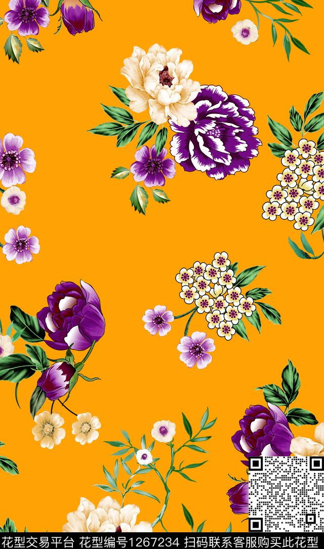 大牌风数码华亿平台大花数码印花华亿平台下载（图片编号: 1267234） - 瓦栏（Walan）