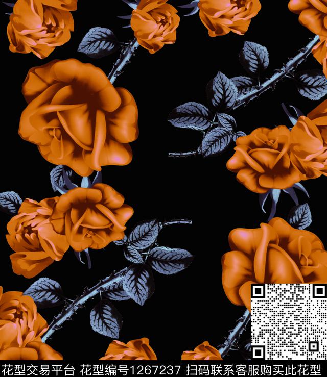 大牌风数码华亿平台大花数码印花华亿平台下载（图片编号: 1267237） - 瓦栏（Walan）