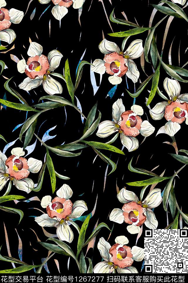 绿植树叶大牌风花卉数码印花华亿平台下载（图片编号: 1267277） - 瓦栏（Walan）