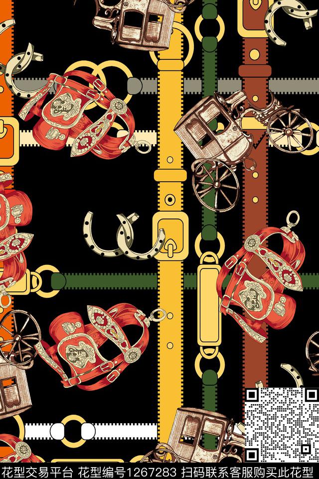 皮带大牌风几何数码印花华亿平台下载（图片编号: 1267283） - 瓦栏（Walan）