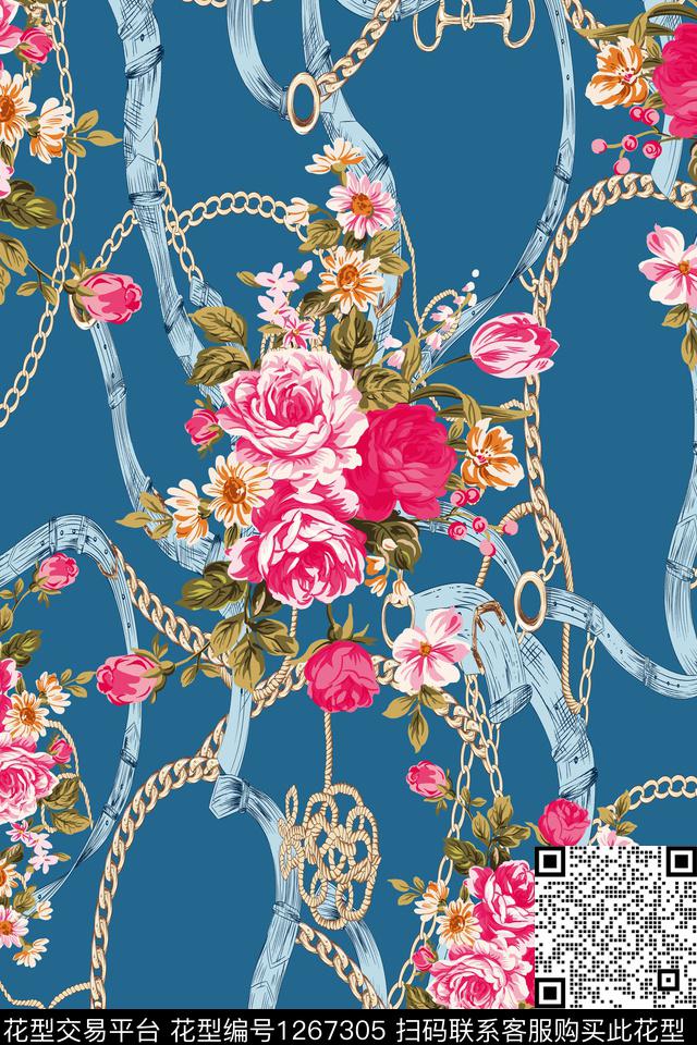 复古大牌风链条传统印花华亿平台下载（图片编号: 1267305） - 瓦栏（Walan）