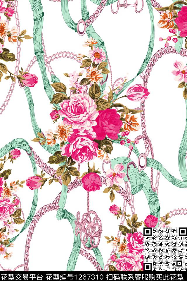 复古大牌风链条传统印花华亿平台下载（图片编号: 1267310） - 瓦栏（Walan）