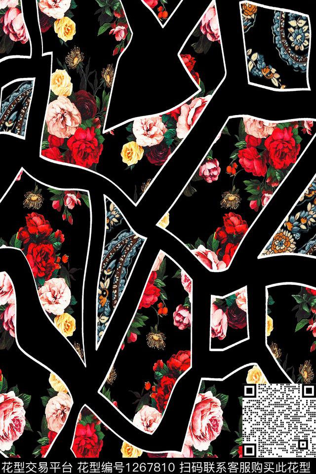 复古男装几何数码印花华亿平台下载（图片编号: 1267810） - 瓦栏（Walan）