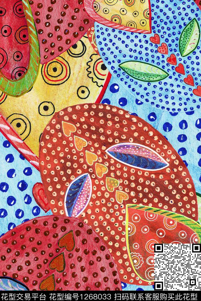 几何年轻女性笔触数码印花华亿平台下载（图片编号: 1268033） - 瓦栏（Walan）