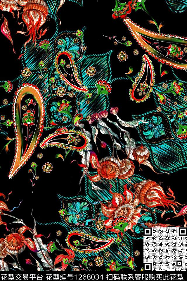 花卉雕印华亿平台黑白华亿平台数码印花华亿平台下载（图片编号: 1268034） - 瓦栏（Walan）