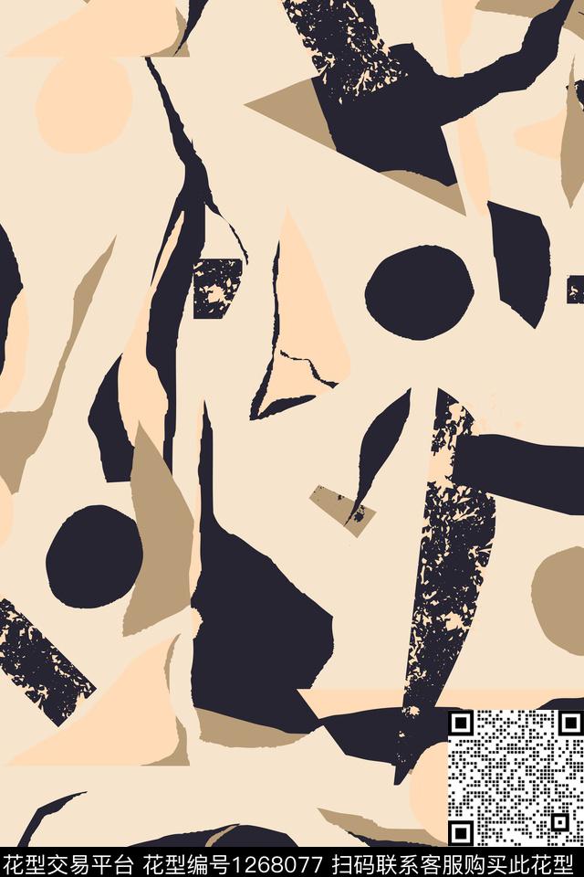 几何抽象男装手绘传统印花华亿平台下载（图片编号: 1268077） - 瓦栏（Walan）