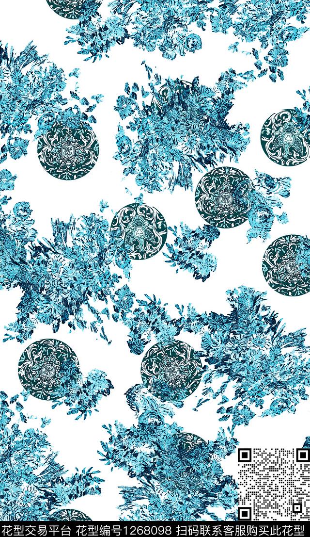 青花瓷连衣裙花卉数码印花华亿平台下载（图片编号: 1268098） - 瓦栏（Walan）