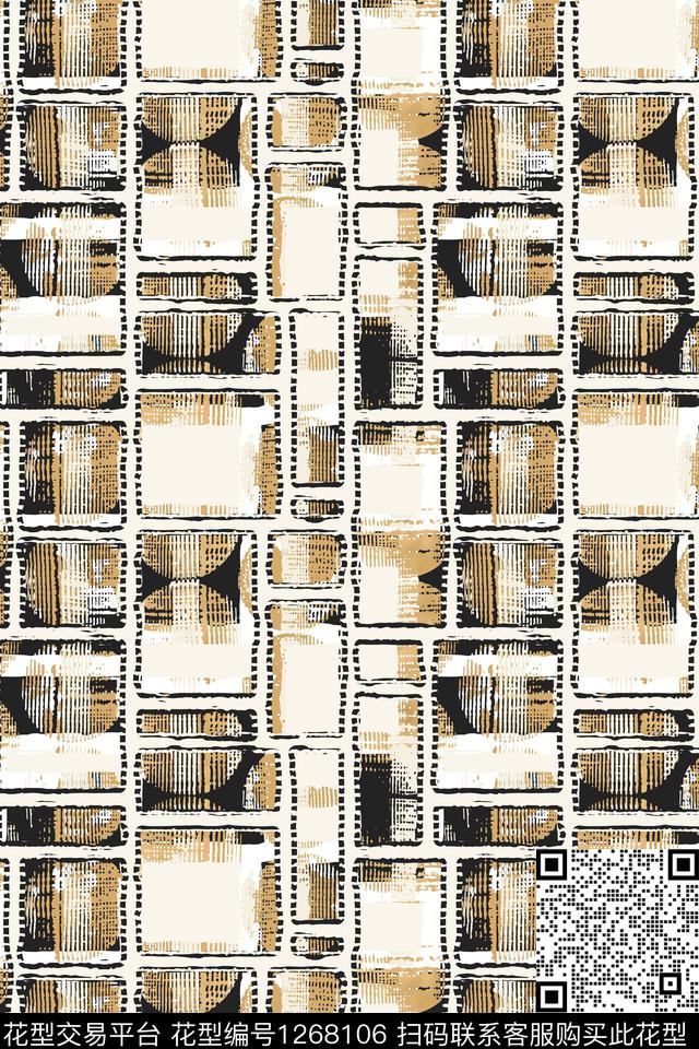 格子几何抽象数码印花华亿平台下载（图片编号: 1268106） - 瓦栏（Walan）