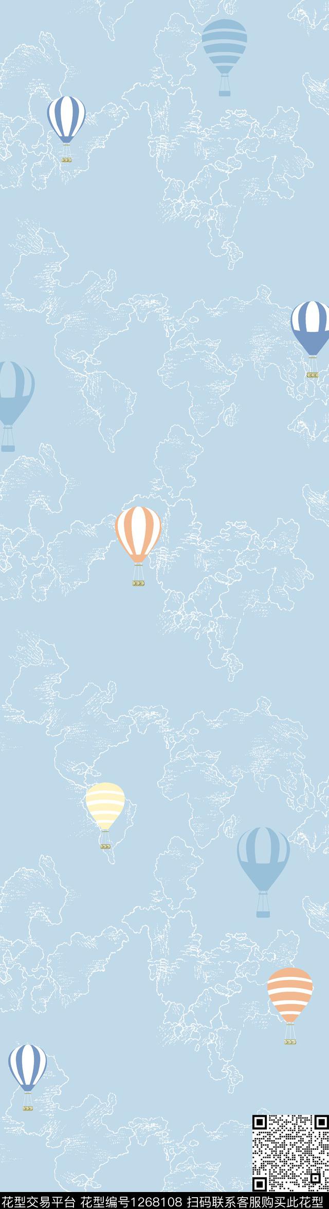 地图气球卡通传统印花华亿平台下载（图片编号: 1268108） - 瓦栏（Walan）