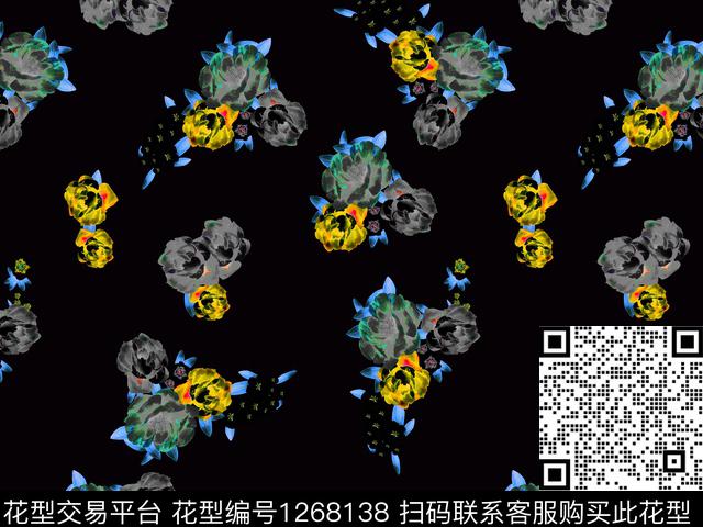 花卉大牌风数码华亿平台数码印花华亿平台下载（图片编号: 1268138） - 瓦栏（Walan）