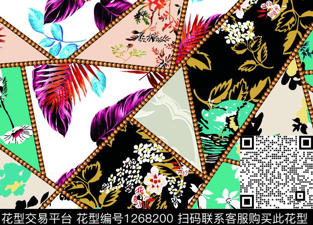 复古绿植树叶几何传统印花华亿平台下载（图片编号: 1268200） - 瓦栏（Walan）