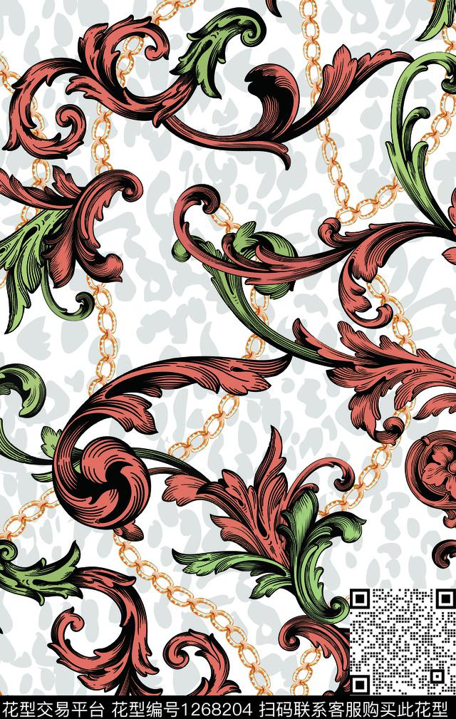 复古女装花卉传统印花华亿平台下载（图片编号: 1268204） - 瓦栏（Walan）