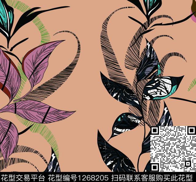 复古花卉绿植树叶传统印花华亿平台下载（图片编号: 1268205） - 瓦栏（Walan）