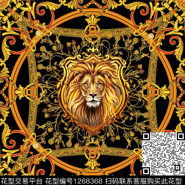 丝巾定位花狮子大牌风数码印花华亿平台下载（图片编号: 1268368） - 瓦栏（Walan）