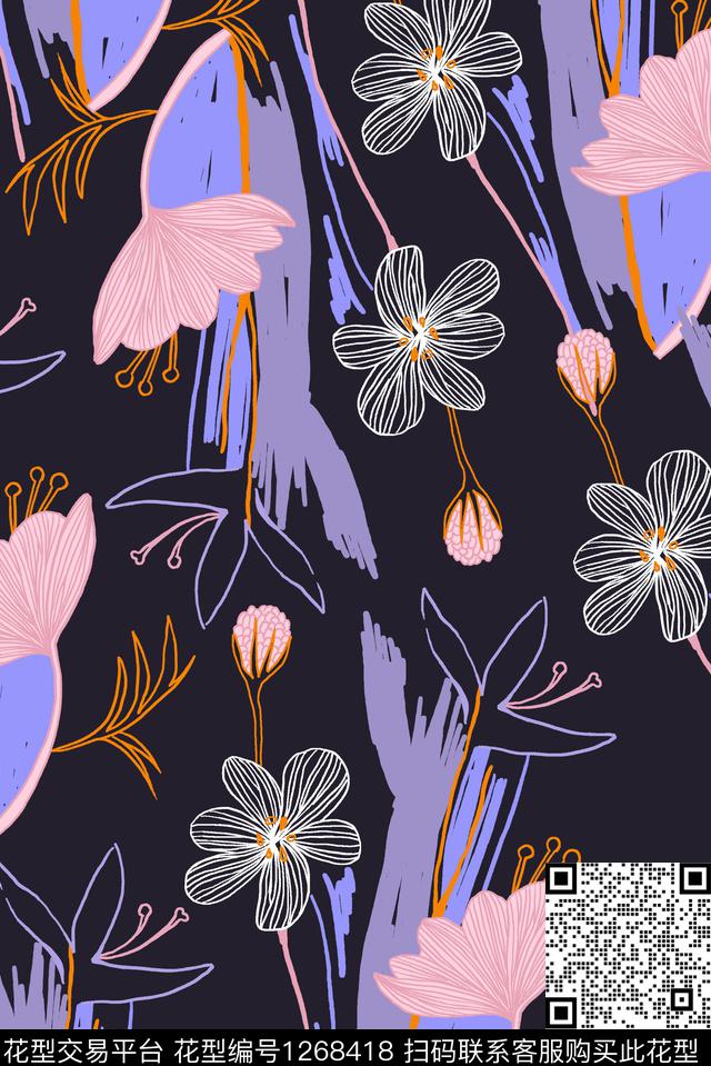 花卉大牌风休闲传统印花华亿平台下载（图片编号: 1268418） - 瓦栏（Walan）