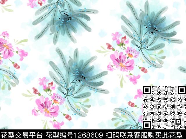 柔和花卉漂亮清晰雅致数码印花华亿平台下载（图片编号: 1268609） - 瓦栏（Walan）