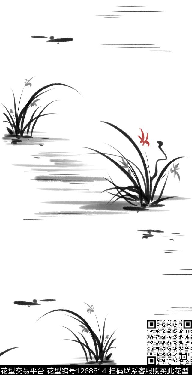 中国风水墨风民族风传统印花华亿平台下载（图片编号: 1268614） - 瓦栏（Walan）