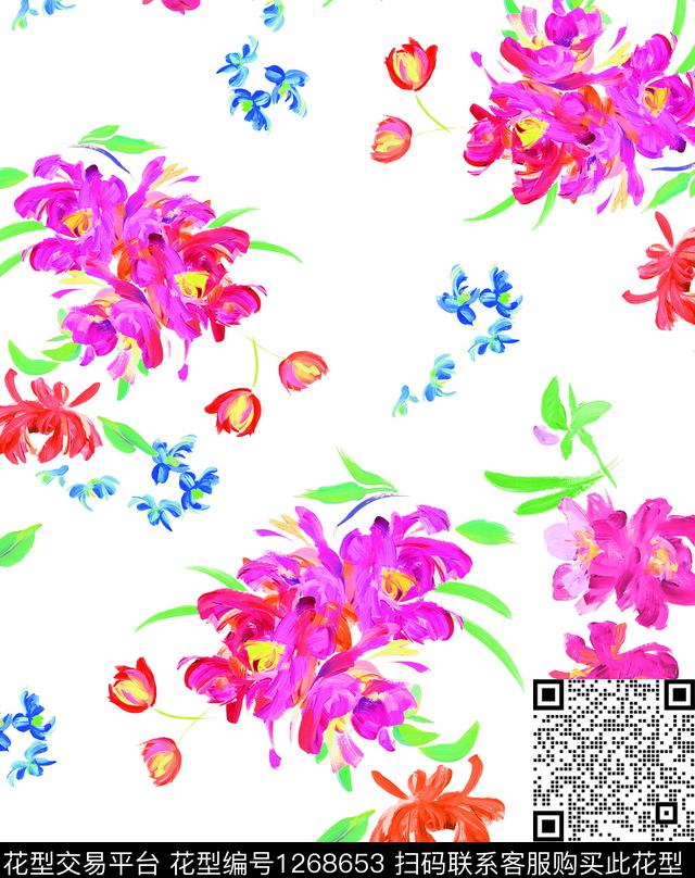 女装花卉大牌风数码印花华亿平台下载（图片编号: 1268653） - 瓦栏（Walan）