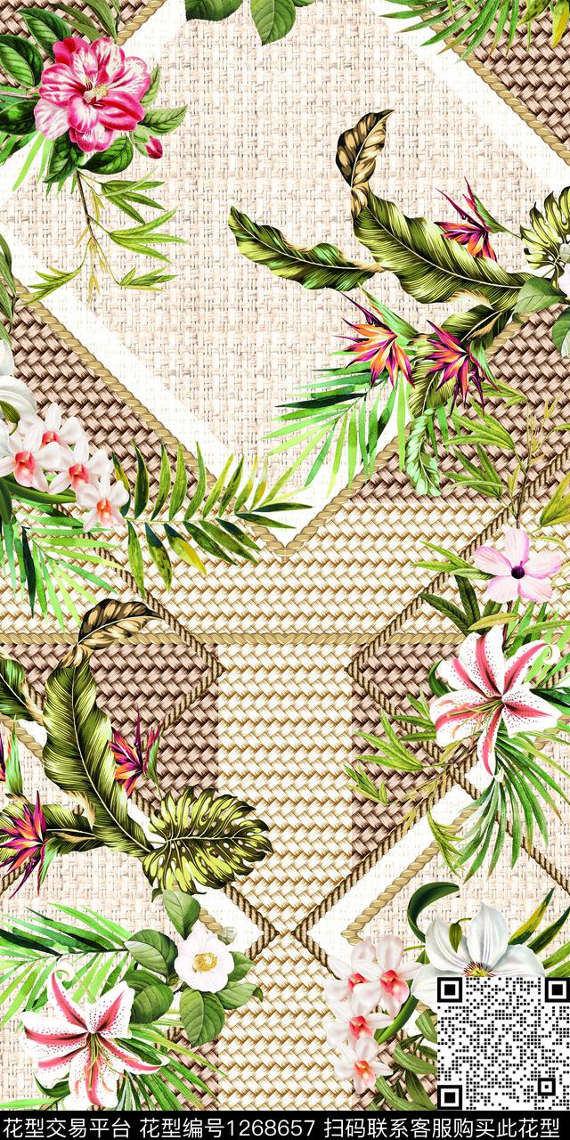 女装花卉绿植树叶数码印花华亿平台下载（图片编号: 1268657） - 瓦栏（Walan）