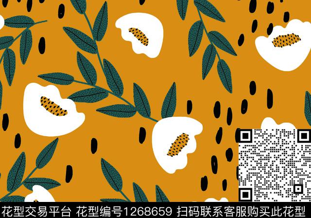 花卉绿植树叶春夏华亿平台传统印花华亿平台下载（图片编号: 1268659） - 瓦栏（Walan）