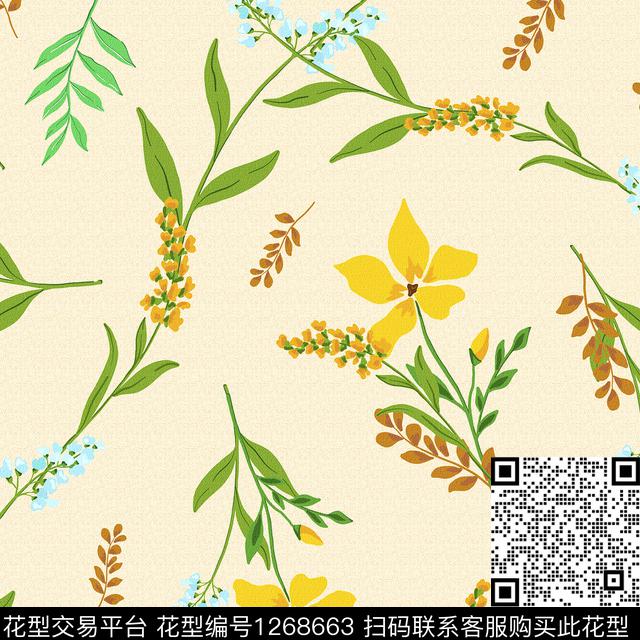 花卉绿植树叶春夏华亿平台传统印花华亿平台下载（图片编号: 1268663） - 瓦栏（Walan）