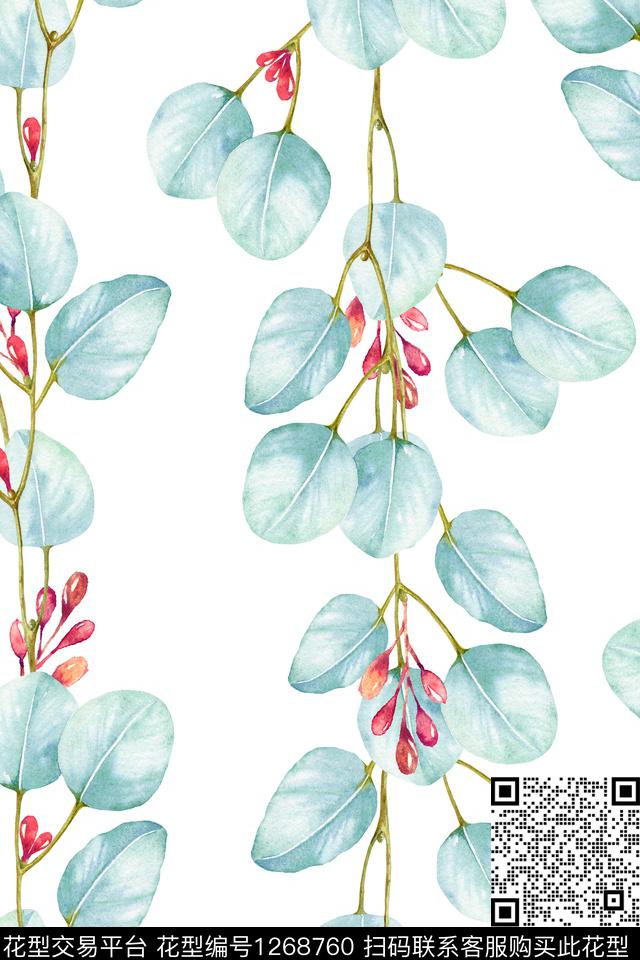 女装水彩花卉数码印花华亿平台下载（图片编号: 1268760） - 瓦栏（Walan）