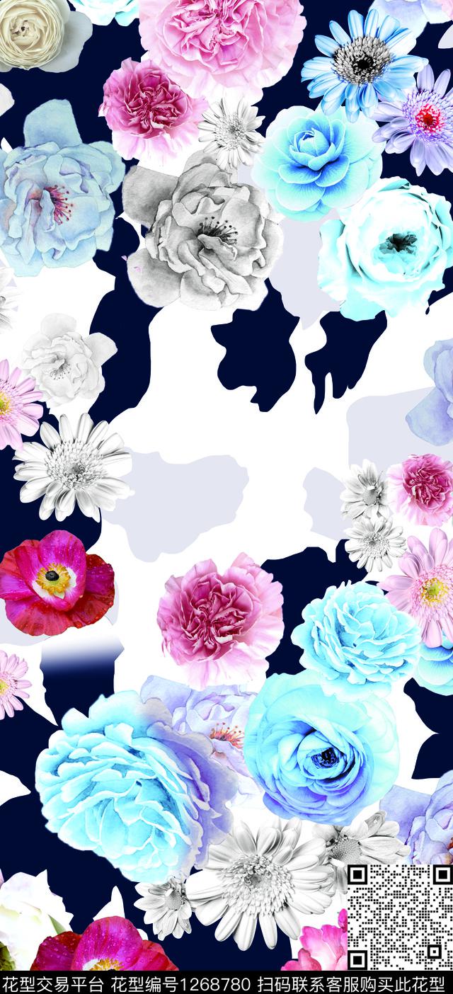 女装玫瑰花花卉数码印花华亿平台下载（图片编号: 1268780） - 瓦栏（Walan）